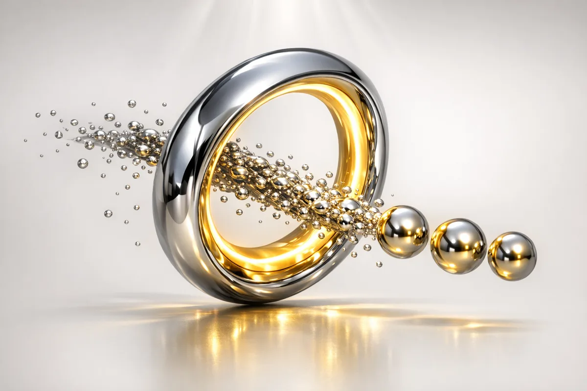 Anel-portal com luz dourada filtrando o fluxo — Qualificação