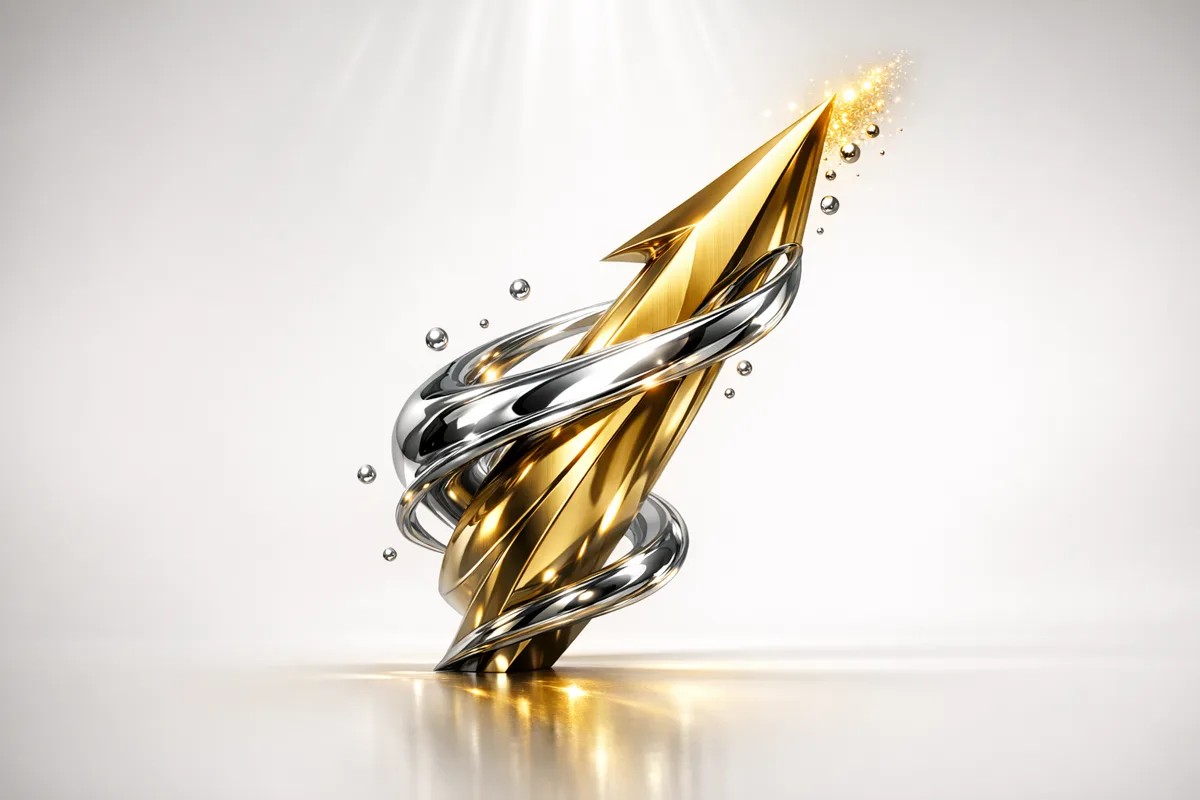 Ápice dourado ascendente envolto em chrome — Vendas